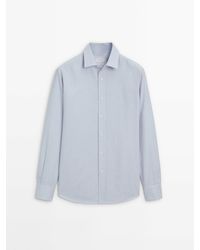 MASSIMO DUTTI - Striped Regular Fit Micro Oxford Shirt - Lyst