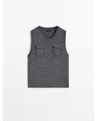 MASSIMO DUTTI - Wool Blend Knit Vest With Pockets - Lyst