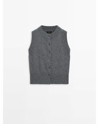 MASSIMO DUTTI - Wool Blend Knit Vest With Buttons - Lyst