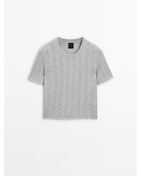 MASSIMO DUTTI - Wavy Knit Sweater With Short Sleeves - Lyst