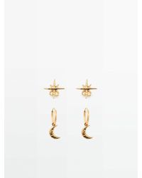MASSIMO DUTTI Pack Of Moon And Star Earrings - Metallic