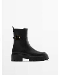 massimo dutti leather chelsea boots with track soles