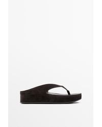 MASSIMO DUTTI - Leather Platform Sandals - Lyst