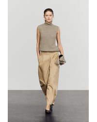 MASSIMO DUTTI - 100% Cotton Barrel Pants With Hem Detail - Lyst
