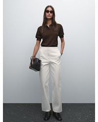 MASSIMO DUTTI - Wide-Leg Cotton Trousers With No Waistband - Lyst