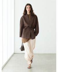 MASSIMO DUTTI - Linen Blend Kimono Jacket With Tie Detail - Lyst