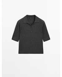 MASSIMO DUTTI - Polo Met Kabelmotief Van Wolmix - Lyst