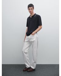 MASSIMO DUTTI - Knit Polo Shirt With Coloured Collar Detail - Lyst