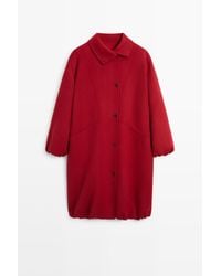 MASSIMO DUTTI - Lange Jas Met Asymmetrische Kraag - Lyst