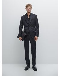 MASSIMO DUTTI - Pantalón Traje Raya Diplomática Lana - Lyst