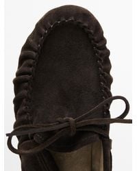 MASSIMO DUTTI - Split Leather Loafers With Gathered Bow - Lyst