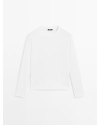 MASSIMO DUTTI - 100% Katoenen Interlock T-Shirt Met Lange Mouw - Lyst