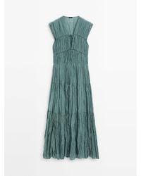 MASSIMO DUTTI - Pleated Dress With Tie Details - Lyst