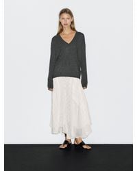 MASSIMO DUTTI - Jersey Punto Trenzado Cuello Pico - Lyst