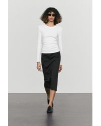 MASSIMO DUTTI - 100% Cotton V-Neck Long Sleeve T-Shirt - Lyst