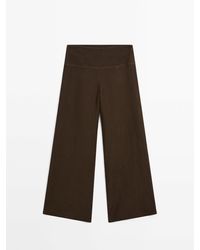 MASSIMO DUTTI - Wide Leg Linnen Broek Met Hoge Taille - Lyst
