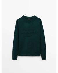 MASSIMO DUTTI Knit Sweatshirt With 3d Slogan - Green