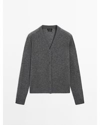 MASSIMO DUTTI - 100% Kasjmier Vest Met V-Hals - Lyst