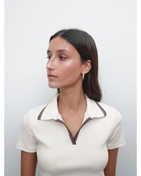 MASSIMO DUTTI - Short Sleeve Knit Polo Shirt With Contrast Ribbed Trims - Lyst
