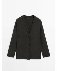 MASSIMO DUTTI - Knit V-Neck Cardigan With Buttons - Lyst