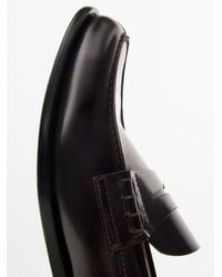 MASSIMO DUTTI - Leather Loafers With Penny Strap - Lyst