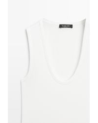 MASSIMO DUTTI - Cotton Blend V-Neck Top - Lyst