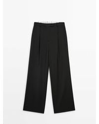 MASSIMO DUTTI - Wide-Leg Darted Suit Trousers - Lyst