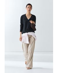 MASSIMO DUTTI - Wool Blend V-Neck Knit Sweater - Lyst