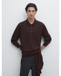 MASSIMO DUTTI - Pull Polo En Maille 100 Laine Mérinos - Lyst