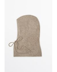 MASSIMO DUTTI - 100% Cashmere Knit Balaclava With Drawstring - Lyst
