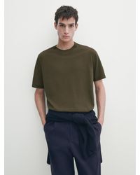 MASSIMO DUTTI - Short Sleeve Cotton And Silk Blend Sweater - Lyst