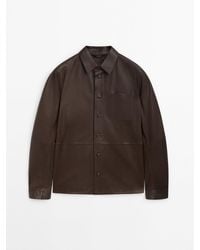 MASSIMO DUTTI - Nappa Leather Overshirt With Pocket - Lyst