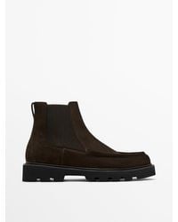 MASSIMO DUTTI - Split Suede Chelsea Boots With Moc Toe Detail - Lyst