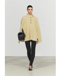 MASSIMO DUTTI - 100% Wool Knit Cape With Button Detail - Lyst