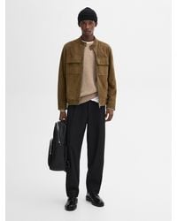 MASSIMO DUTTI - Blouson Motard En Cuir Type Daim Avec Poches - Lyst