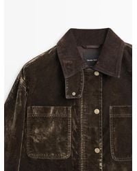 MASSIMO DUTTI - Denim Jacket With Flocking Collar Detail - Lyst