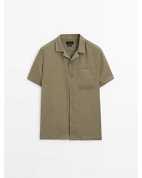 MASSIMO DUTTI - Slim Fit Short Sleeve Linen Shirt - Lyst