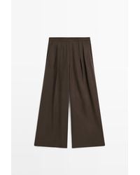 MASSIMO DUTTI - Soepelvallende Broek Met Wijde Pijpen En Bandplooi - Lyst