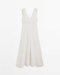 MASSIMO DUTTI - Long Textured Dress With V-Neckline - Lyst