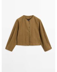 MASSIMO DUTTI - Gestreept Jack Met Knoopdetail - Lyst