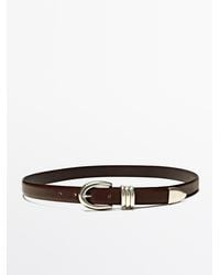MASSIMO DUTTI - Nappa Leather Belt With Metallic Detail - Lyst