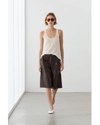 MASSIMO DUTTI - Long Nappa Leather Bermuda Shorts - Lyst