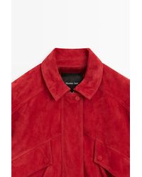 MASSIMO DUTTI - Suede Leather Bomber Jacket With Pockets Detail - Lyst