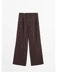 MASSIMO DUTTI - Soepelvallende Satijnen Broek Met Korsetriem - Lyst