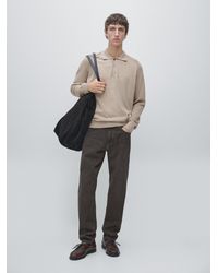 MASSIMO DUTTI - Cotton Blend Knit Polo Sweater - Lyst