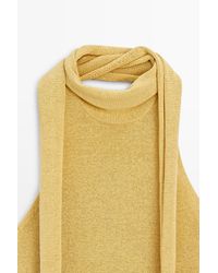 MASSIMO DUTTI - Linen Blend Halter Tie-Neck Top - Lyst