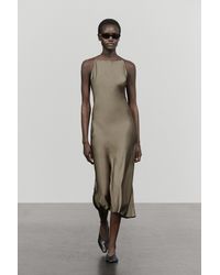 MASSIMO DUTTI - Satin Flowing Midi Dress - Lyst
