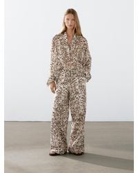 MASSIMO DUTTI - Pantaloni Dritti Con Stampa Animalier - Lyst