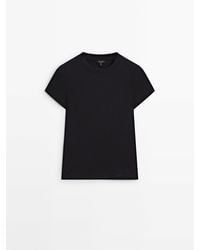 MASSIMO DUTTI - Fitted Ribbed Crew Neck T-Shirt - Lyst