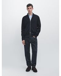 MASSIMO DUTTI - Cotton Zip-Up Knit Cardigan - Lyst